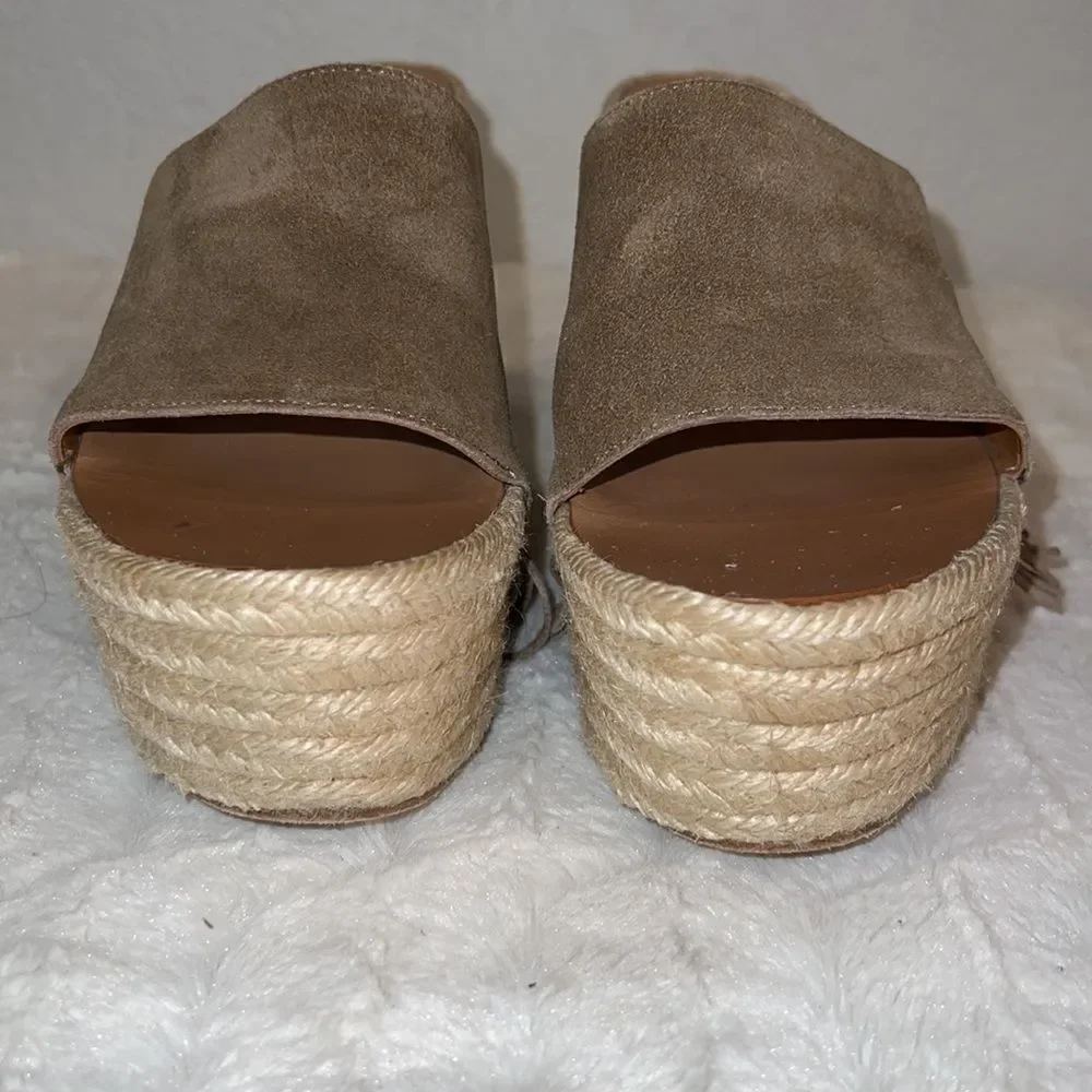 Chloe Platform Suede Fringe Espadrilles Size EU 37/ US 7